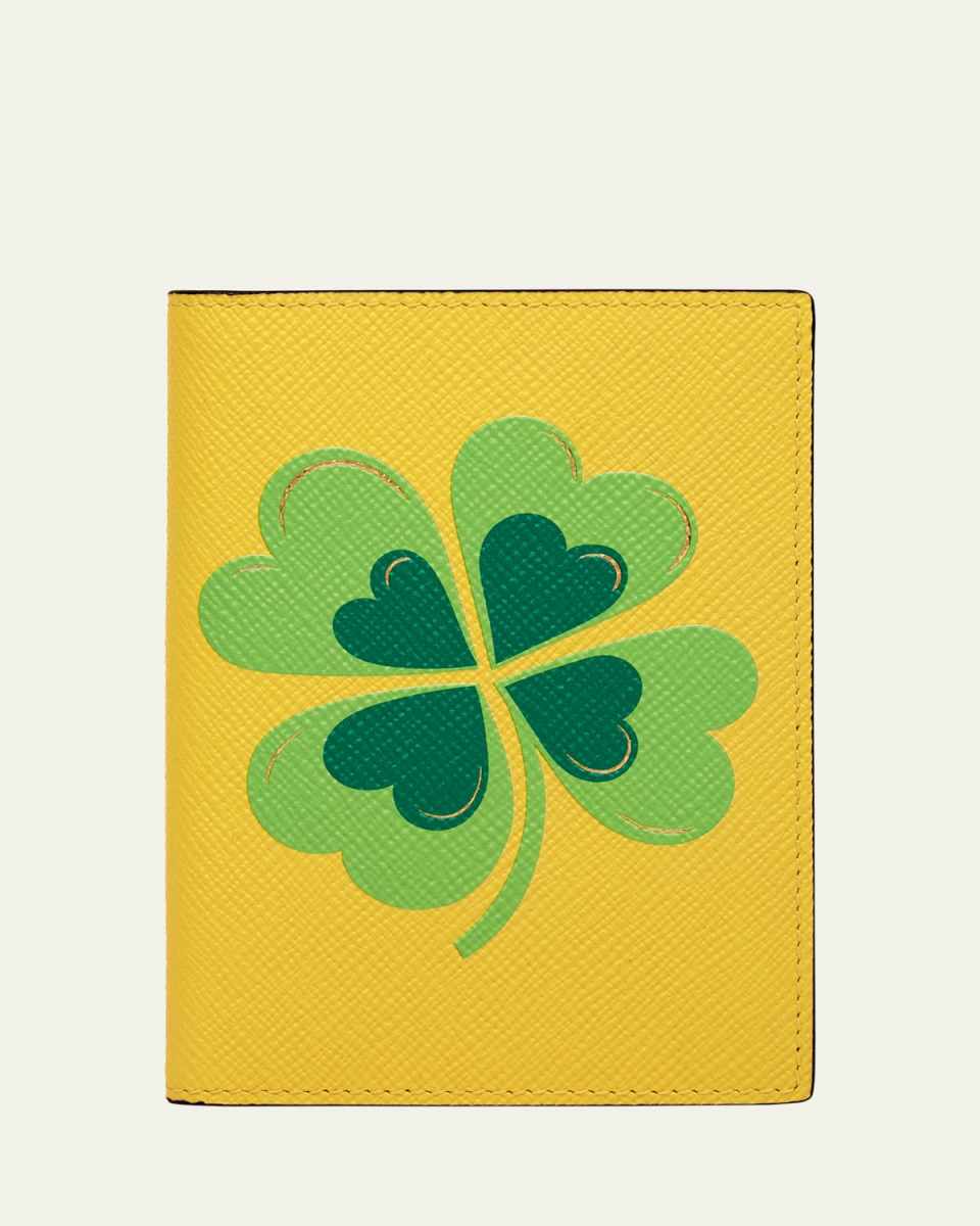 Clover Charm Passport Cover in Panama Leather